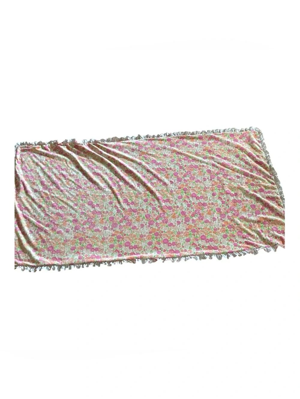 Sweet Honey Floral Baby Blanket Throw Ruffle Soft Cottagecore Pink Green Orange